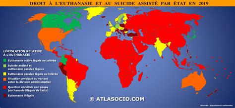 Carte Du Monde Droit à Leuthanasie Et Au Suicide Assisté