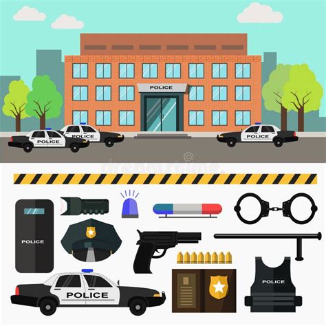 Comisaría De Policías De La Ciudad Ilustración Del Vector Ilustración Del Vector Ilustración