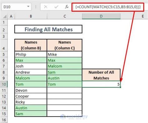 Excel Count Matches In Two Columns 4 Easy Ways ExcelDemy