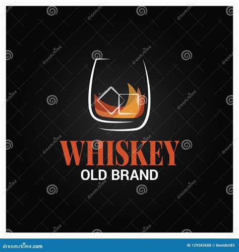 Whiskey Glass With Ice Logo. Brand Of Whisky Design On Black Background ...