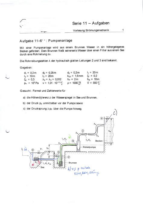 SM Ü11 Strömungsmechanik Übung 11 r Serie 11 Aufgaben VorI