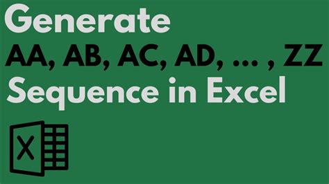 How To Genenrate Aa Ab Ac Ad Zz Sequence In Excel Youtube