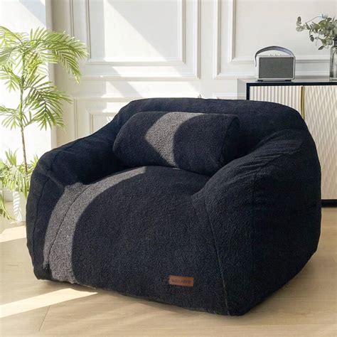 Maxyoyo Giant Bean Bag Chair With Pillow Fuzzy Fabric Fluffy And Comfy