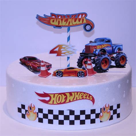 Topo De Bolo Personalizado Tema Hot Wheels Elo