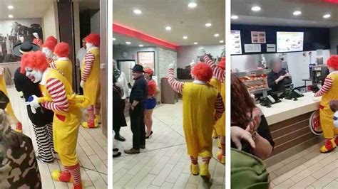 Entire Gang Of 15 Ronald Mcdonalds Stroll Into Burger King