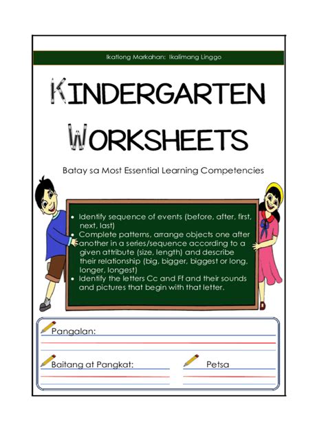 Fillable Online 3rd Qtr Week 5 Kindergarten Worksheets 1pdf