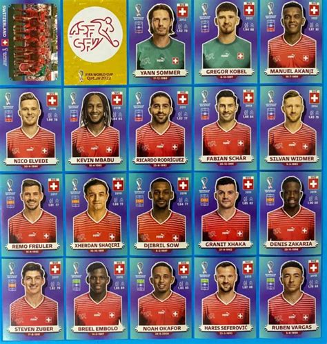 FIGURINE PANINI WORLD Cup Qatar 2022 Team Switzerland Completo SUI1