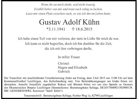 Alle Traueranzeigen für Gustav Adolf Kühn trauer rp online de