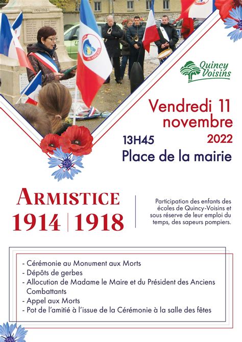 Commémoration de l armistice du 11 novembre 1918 Mairie de Quincy