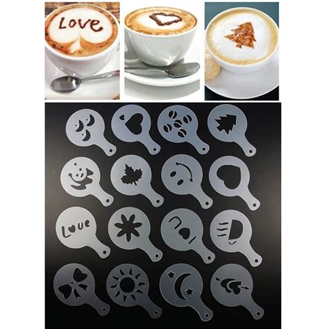 Gqiyibbei Pcs Set Coffee Latte Cappuccino Barista Art Stencils Mold