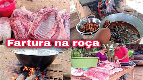 Fartura na roça Porco caipira de 100 kg como temperar carne de