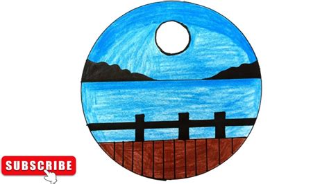 How To Draw Moonlight Scenery With Crayons Drawing Moonlight Scenery