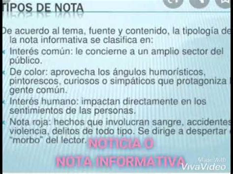 Tipos De Nota INFORMATIVA YouTube