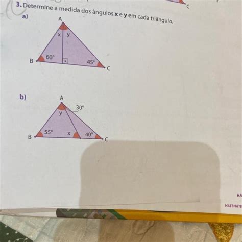 3 Determine A Medida Dos ângulos X E Y Em Cada Triângulo Br