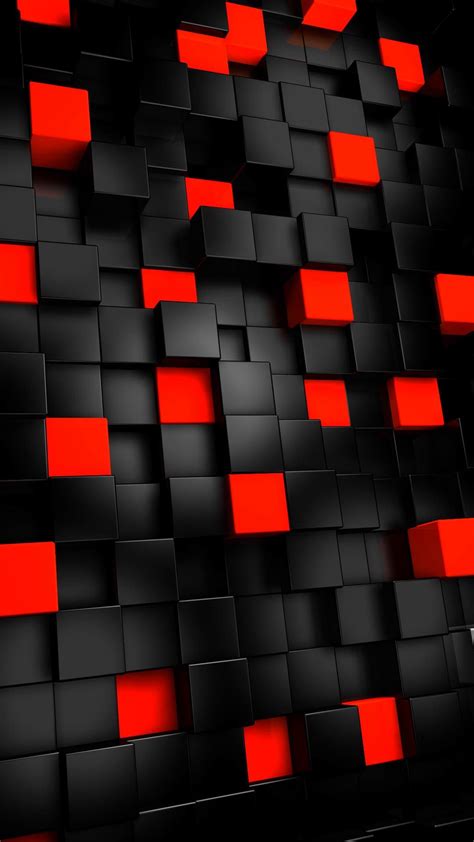 An Abstract Black And Red Wallpaper With Lots Of Squares On The Bottom