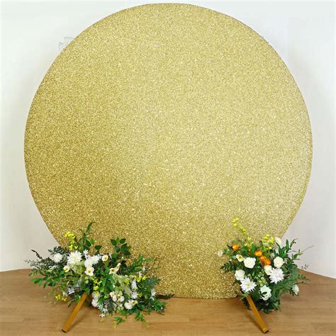 7 5ft Champagne Metallic Shimmer Tinsel Spandex Round Wedding Arch Cov