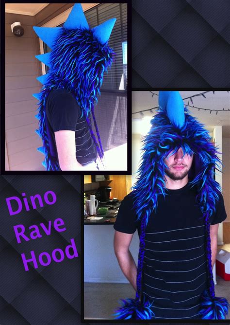 Blue And Purple Custom Dino Hood Funky Outfits Burning Man Outfits