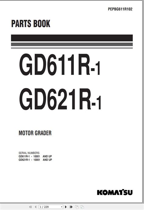 Komatsu Motor Grader Gd R Gd R Part Book Pepbg R