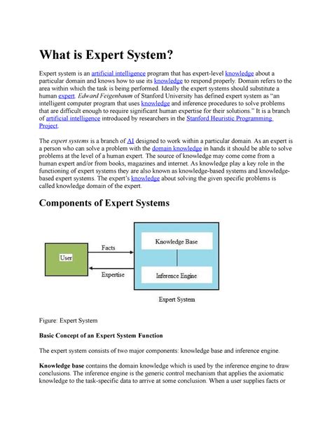 Expert Systems It Notes What Is Expert System Expert System Is An