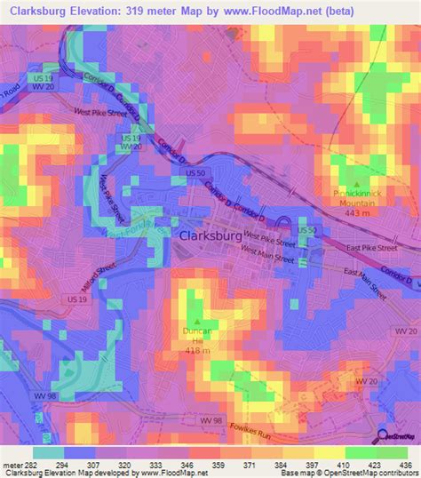 Elevation Of Clarksburgus Elevation Map Topography Contour