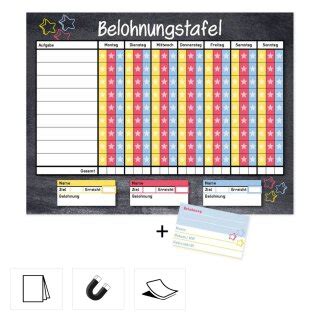 Belohnungstafel mit Aufgaben Liste für 3 Kinder inkl Belohnungskarte