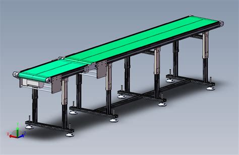 升降可调皮带输送线3d图纸 倾斜坡度皮带线sw图 折叠皮带线3d模型 Solidworks 2021 模型图纸下载 懒石网