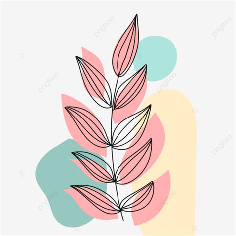 Aesthetic Line Art Leaf With Pastel Color Leaf Drawing Color Drawing