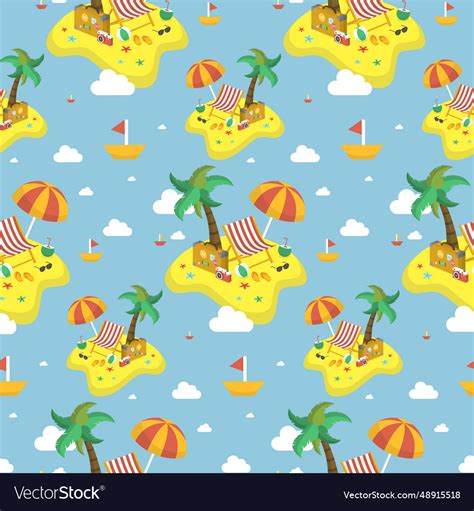 Summer Beach Seamless Pattern Royalty Free Vector Image