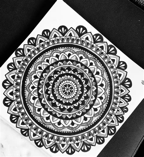 Free Hand Black And White Mandala Pencil Shading Mandala Design