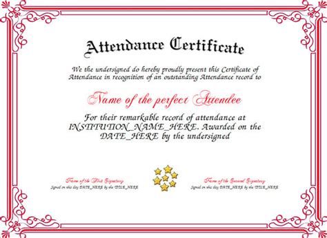 Attendance Certificate Templates 10 Word Excel And Pdf Samples Examples Formats Free