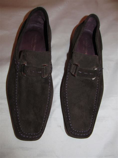 Mario Fagni Brown Suede With Purple Stitch Loafers Dr Gem