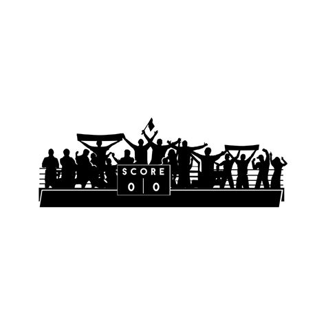 Silhouettes Of Football Supporters On Tribune Scoreboard Illustration