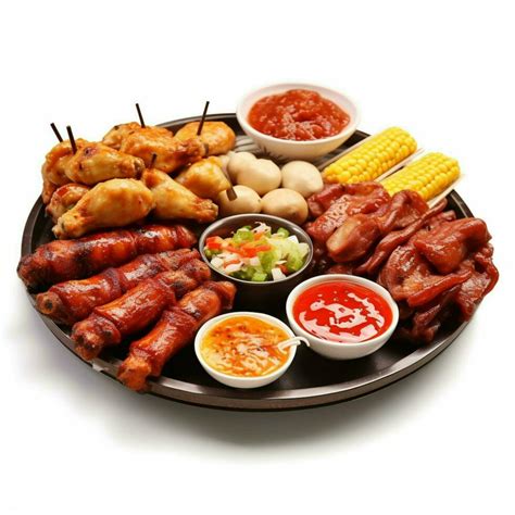 chinese food pu pu platter with metal barbeque 30664237 Stock Photo at ...