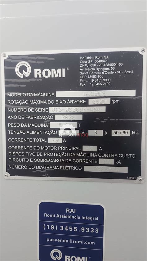 Torno Cnc Romi Gl M Ferramenta Acionada Ano Em Regi O De