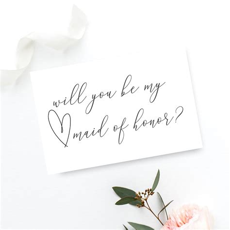 Will You Be My Maid Of Honor Printable Proposal Card Etsy