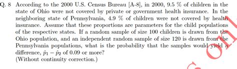 Solved According to the 2000 U.S. Census Bureau [A-8], in | Chegg.com