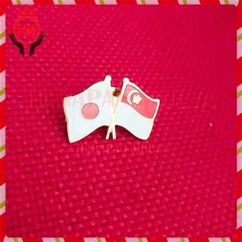 Jual Pin Kerah Bendera Persahabatan Singapura Jepang Cross Flag Pin