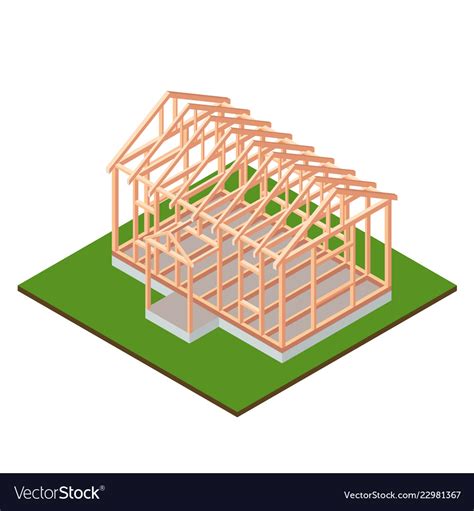 Timber frame house base construction design Vector Image