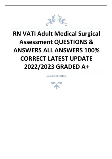 RN VATI Adult Medical Surgical Assessment QUESTIONS ANSWERS ALL