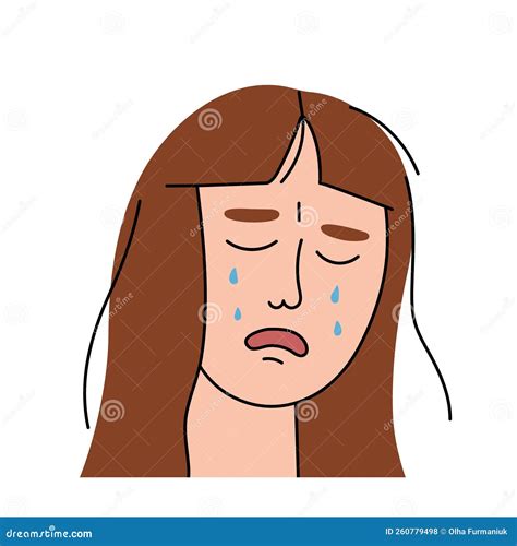 Sad Woman Cries With Pain And Grief Sobbing Girl Flat Character Sheds