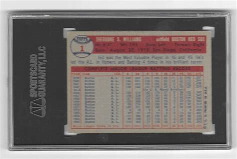 Topps Ted Williams Hall Of Famer Boston Red Sox Legend Graded