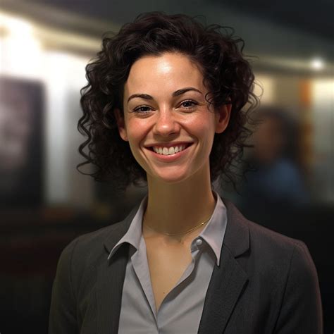 Premium Ai Image A Woman Smiles In Front Of A Blurry Background