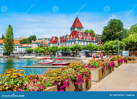 Ouchy Castle Promenade Geneva Lake Stock Photo Image Of Tourism