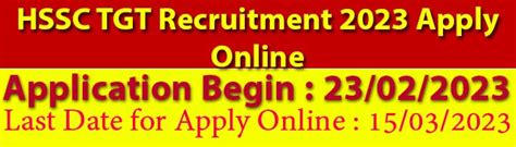 Hssc Tgt Recruitment Apply Online Exam Result Latest Jobs