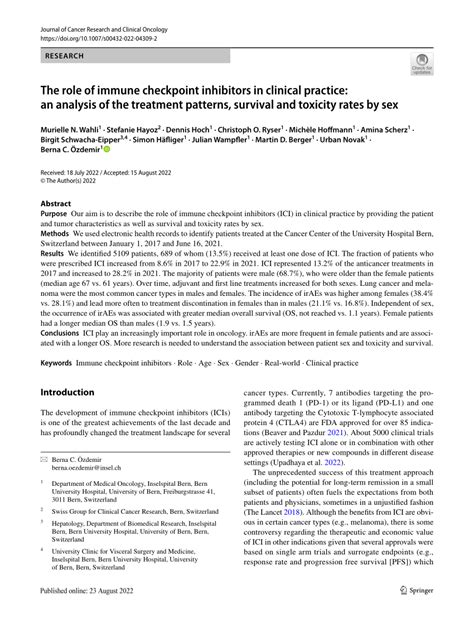 Pdf The Role Of Immune Checkpoint Inhibitors In Clinical Practice An