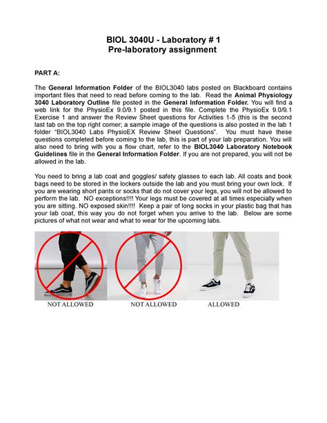 Lab 1 Pre Lab Assignment 2020 Biol 3040u Laboratory 1 Pre Laboratory Assignment Part A
