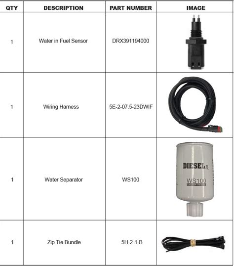 Diesel Drx7 5 23dwif Water Fuel Sensor Kit Instruction Manual