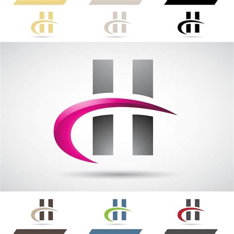 Ícone de logotipo abstrato brilhante magenta e preto da letra h um