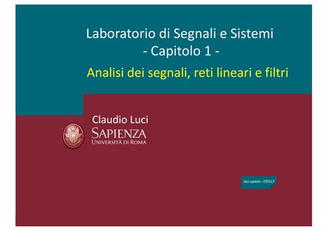 Analisi Segnali Analisi Dei Segnali Reti Lineari E Filtri