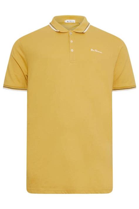 BEN SHERMAN Big Tall Yellow Tipped Polo Shirt BadRhino